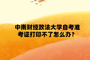 中南财经政法大学自学考试准考证打印不了怎么办？