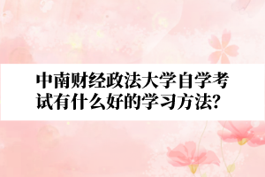 中南财经政法大学自学考试有什么好的学习方法？