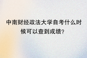 中南财经政法大学自考什么时候可以查到成绩？